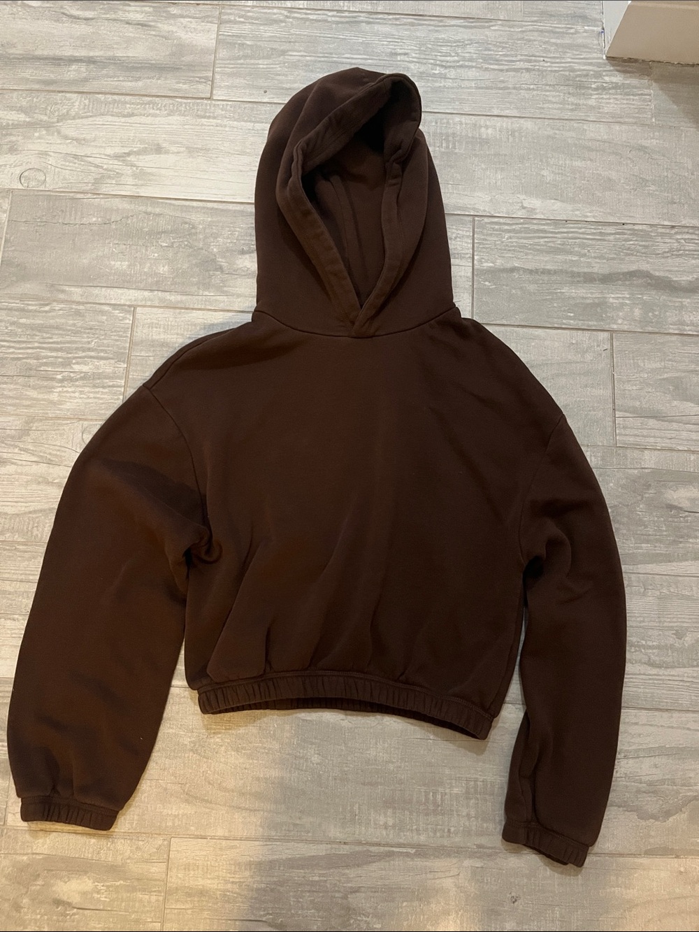 Zara Brown Cropped Hoodie